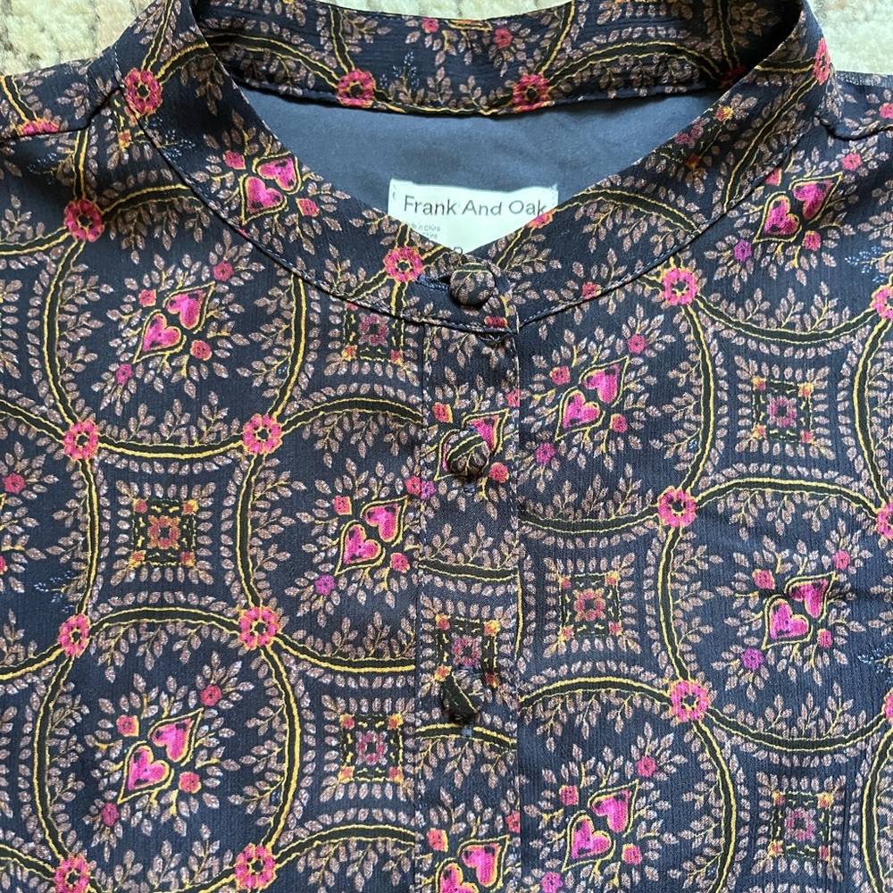 NWT Frank & Oak “The Printed Chiffon Dress” in Vintage Navy Floral Size XS